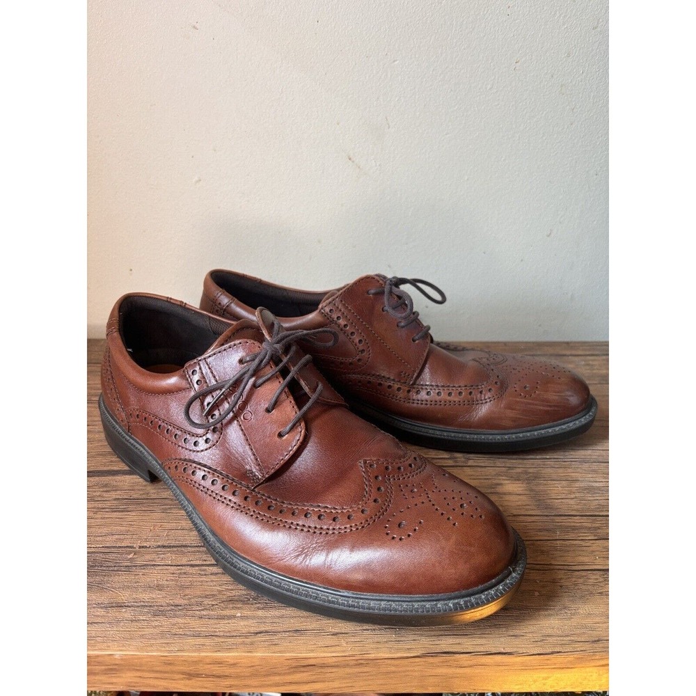 ECCO Atlanta Brown Leather Brogue Wingtip Oxfords Shoes Men's 45 / US 11